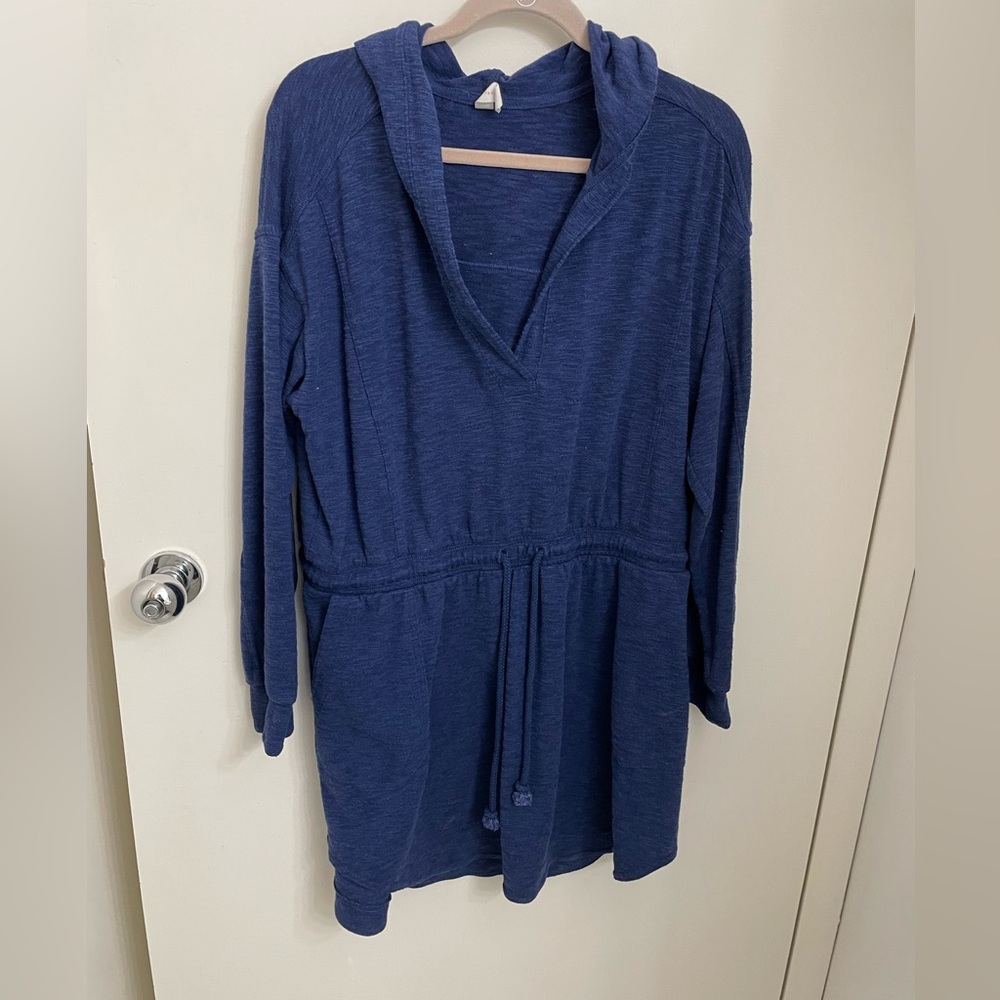 Anthropologie Blue Cowl Neck Long Sleeve Sweater Dress